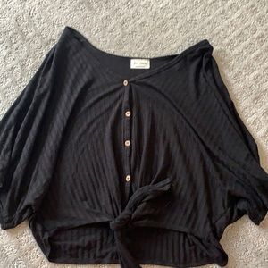 black flowy shirt